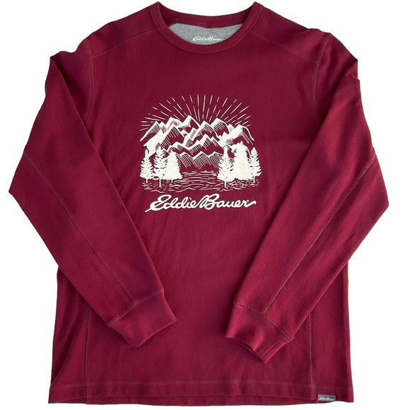 Eddie Bauer Other - Eddie Bauer Men’s Thermal Shirt Waffle Knit Long Sleeve Crew Neck Maroon…